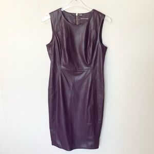 NWT Calvin Klein Faux Leather Sleeveless Sheath Dress - Aubergine - 8